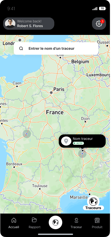 Mobile live map with tracker markers