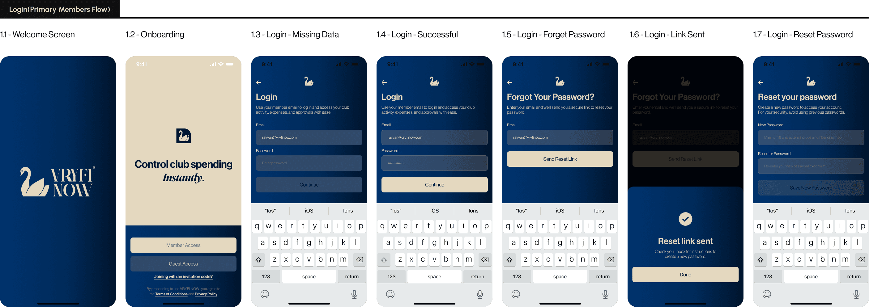 VryfiNow mobile sign-in flow for the primary account holder