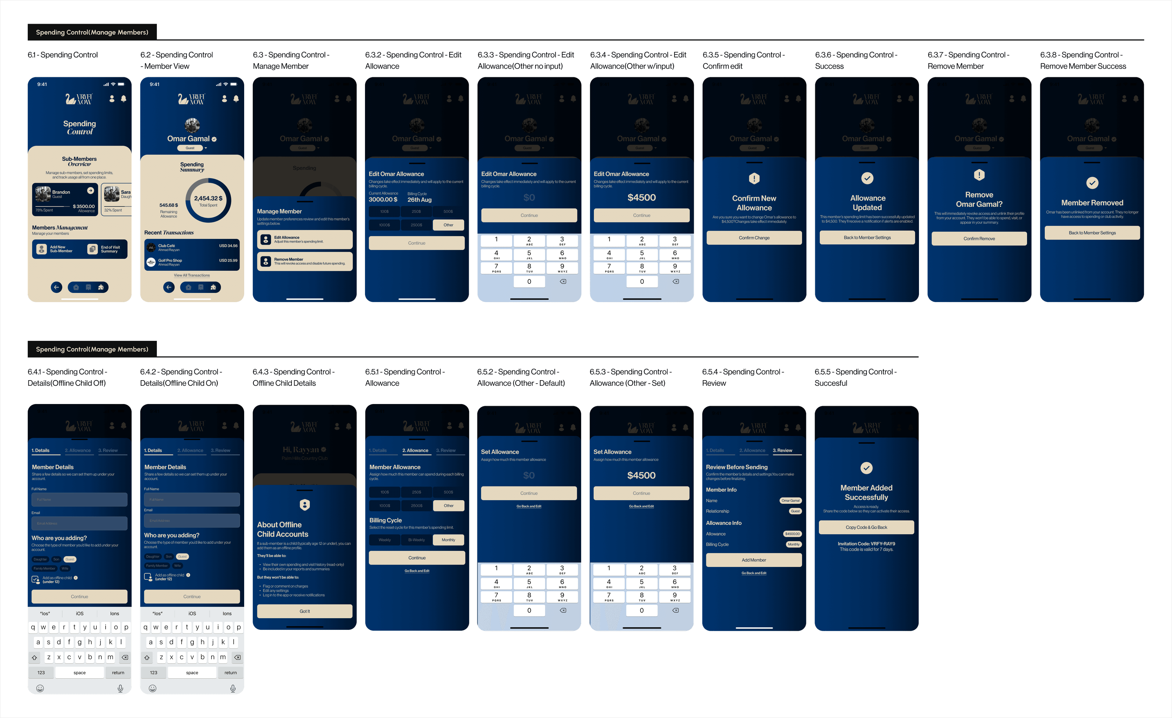 Spending controls and limits screen